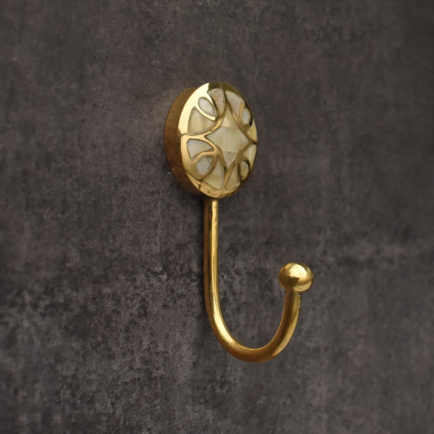 mother of pearl brass coat hook hanger