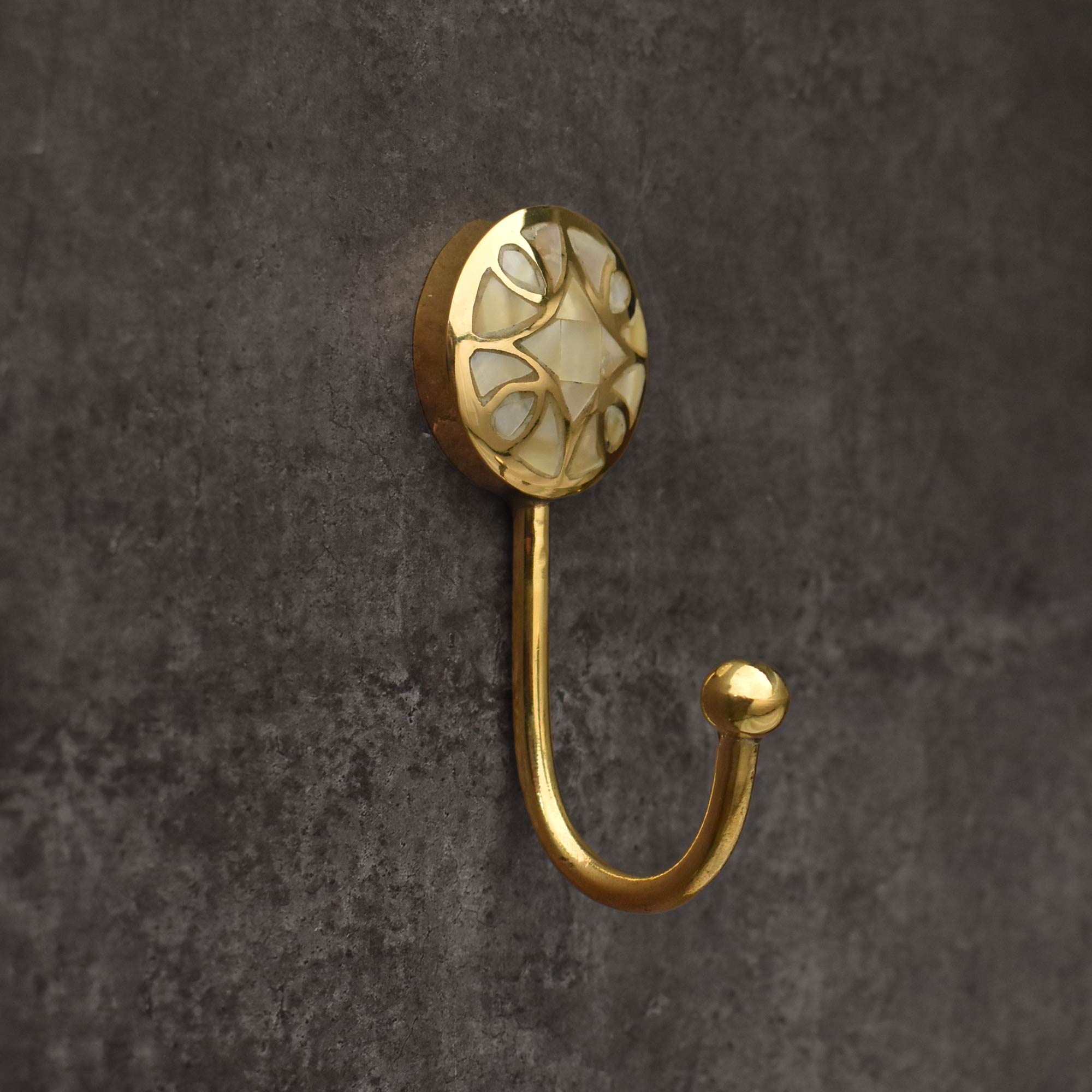 mother of pearl brass coat hook hanger