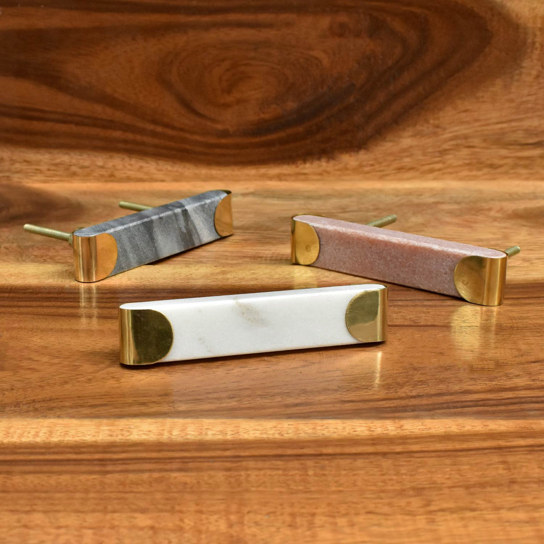 stone and brass drawer handle pull