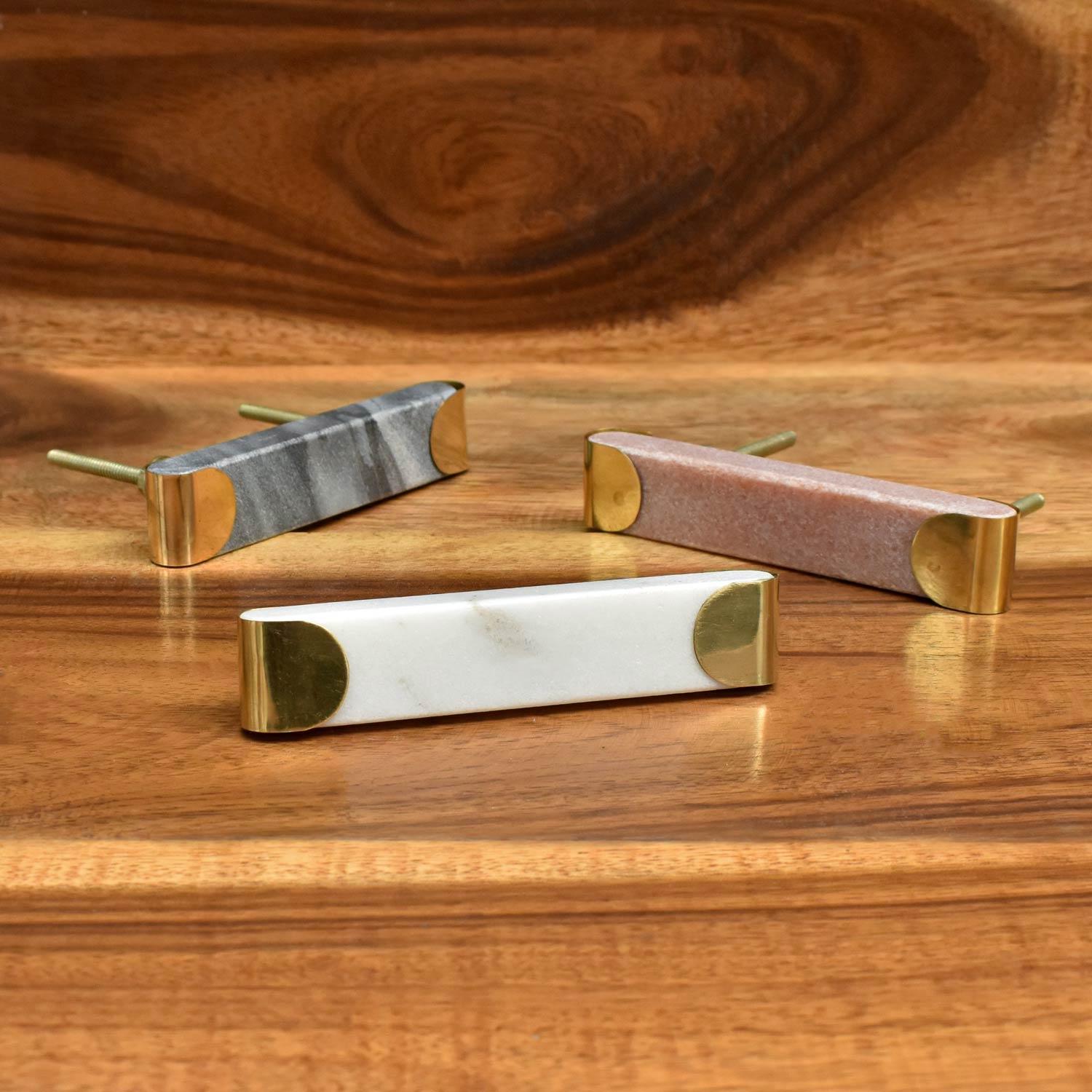 stone and brass drawer handle pull