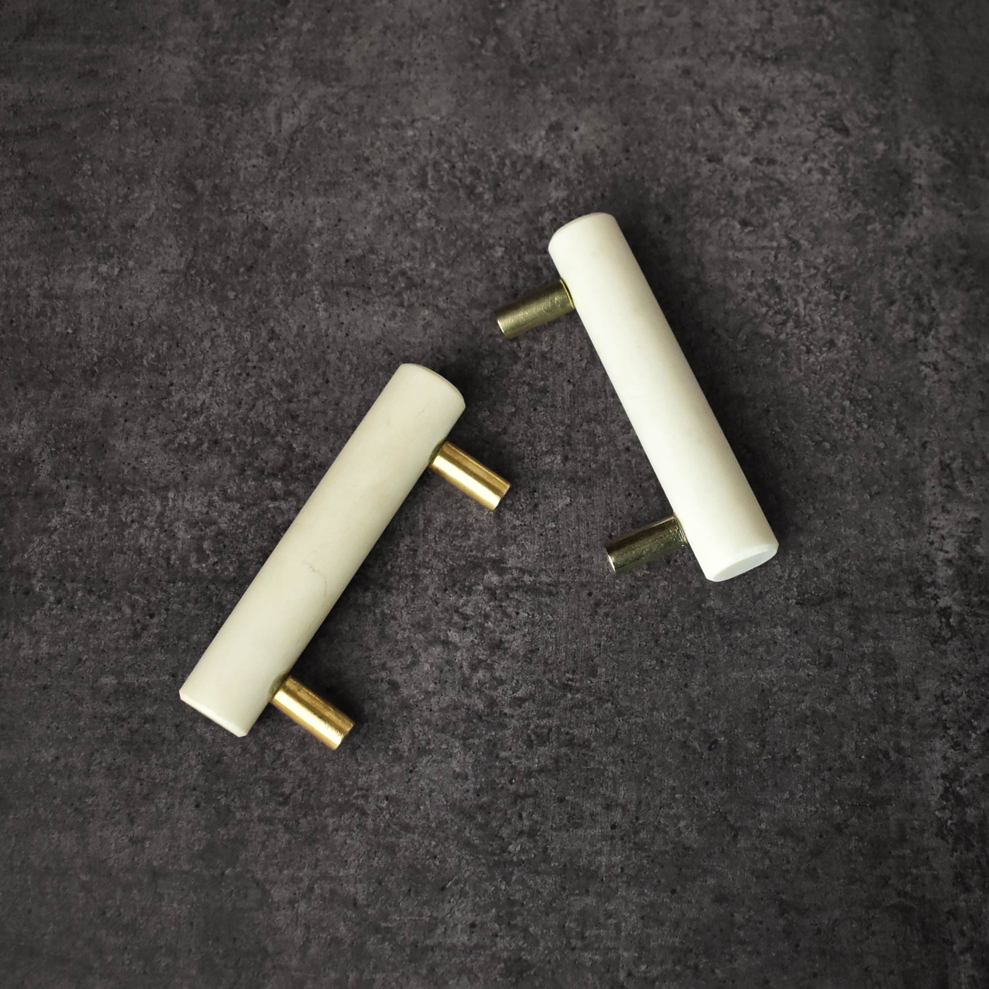 white stone cabinet handle