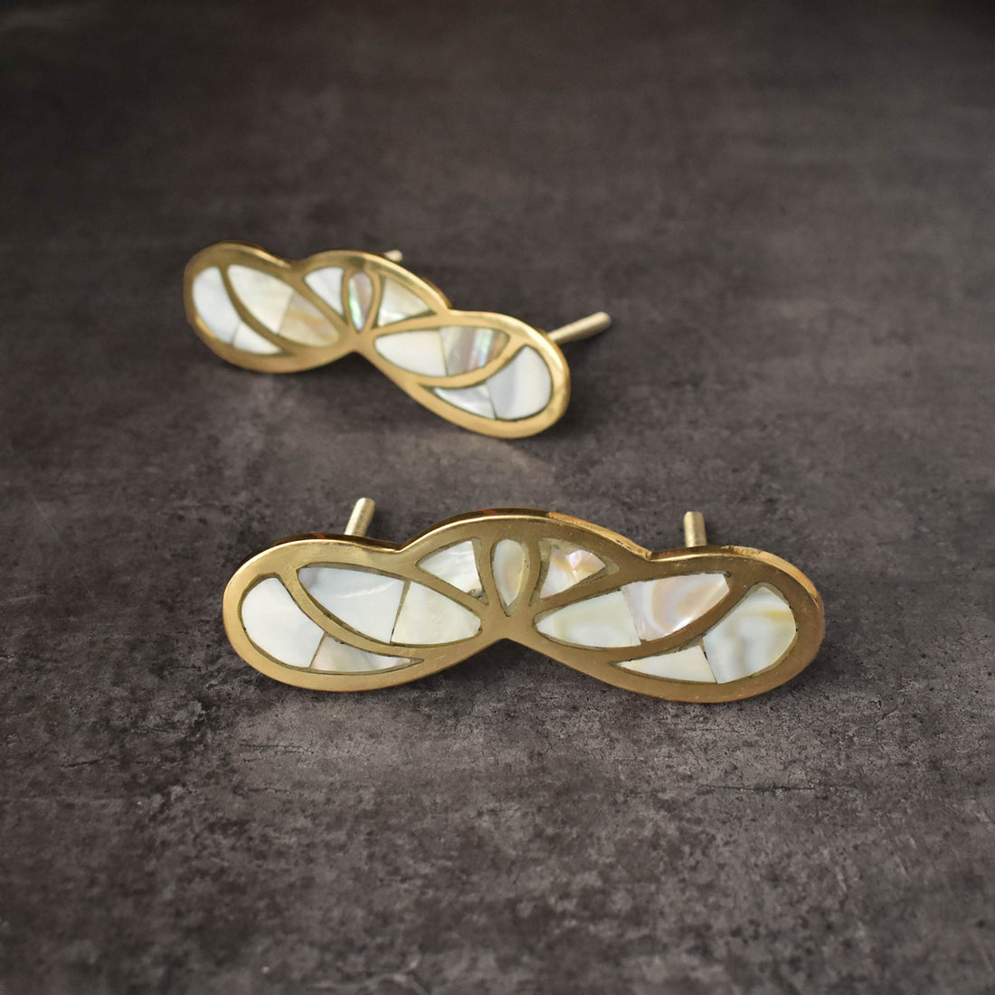 brass mother of pearl cabinet handle