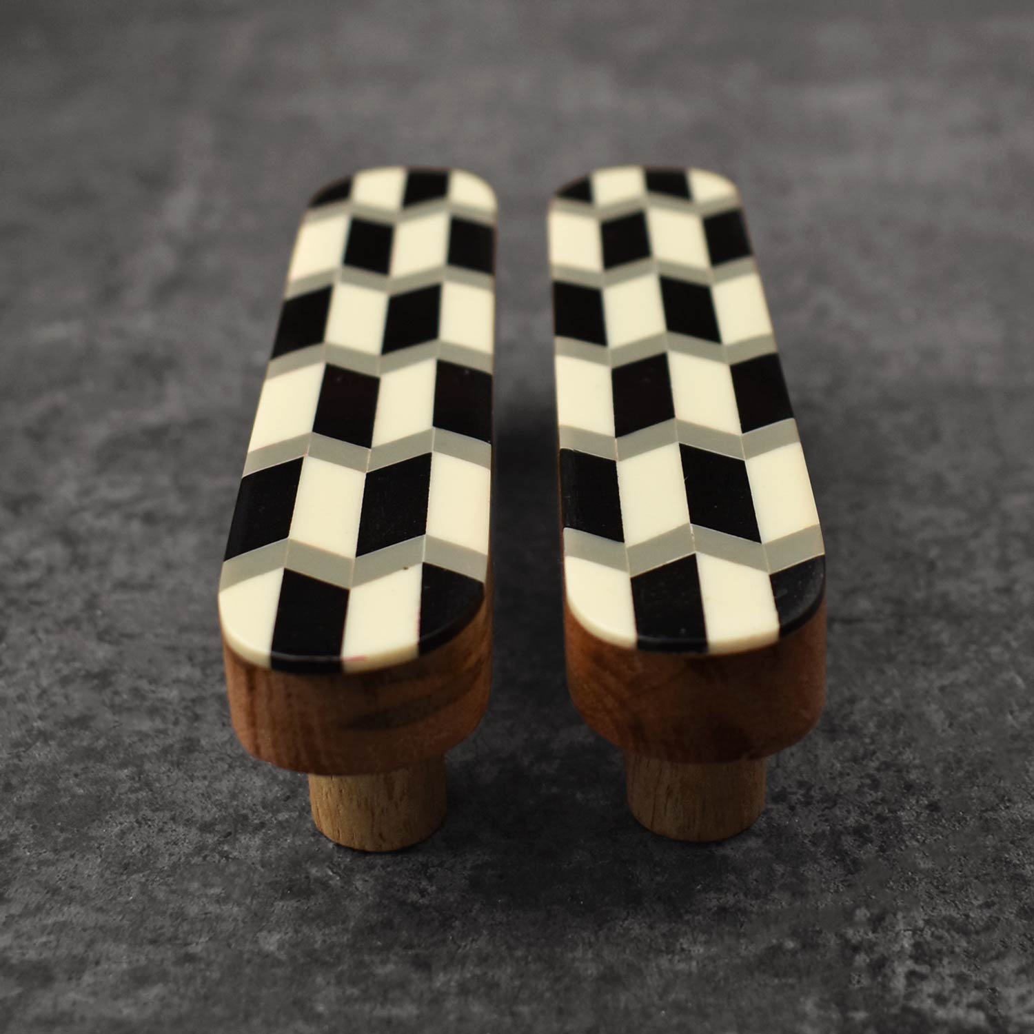 Vyom White and Black Resin Inlay Cabinet Cupboard Handle