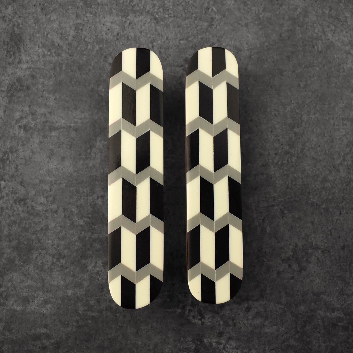 Vyom White and Black Resin Inlay Cabinet Cupboard Handle