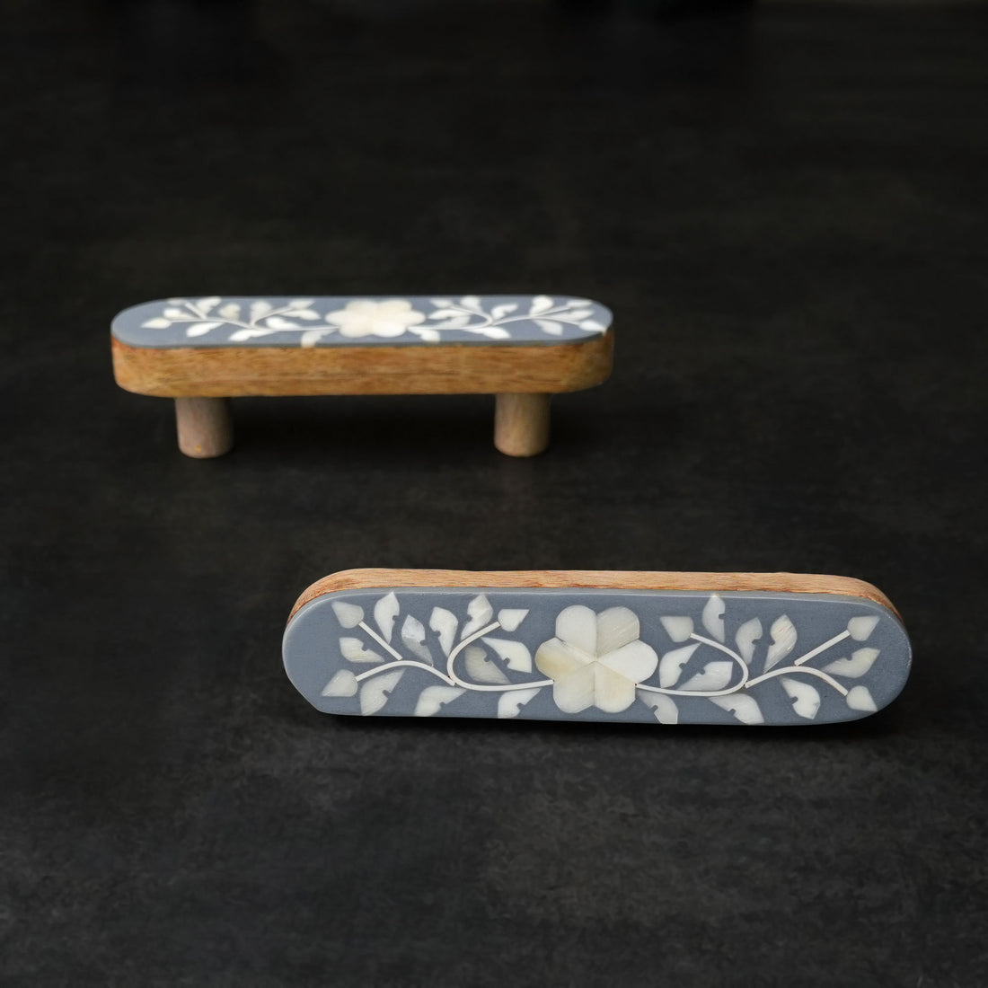 bone inlay floral drawer handle
