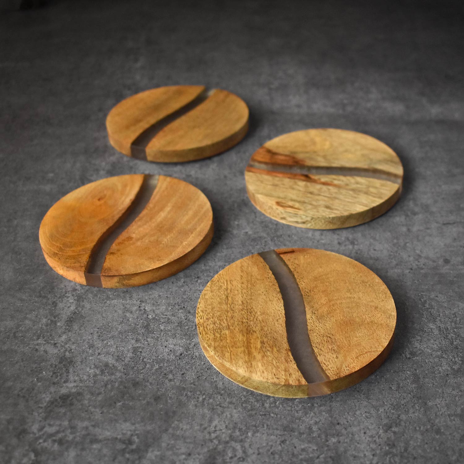 Priscilla Wood Resin Coasters Set of 4