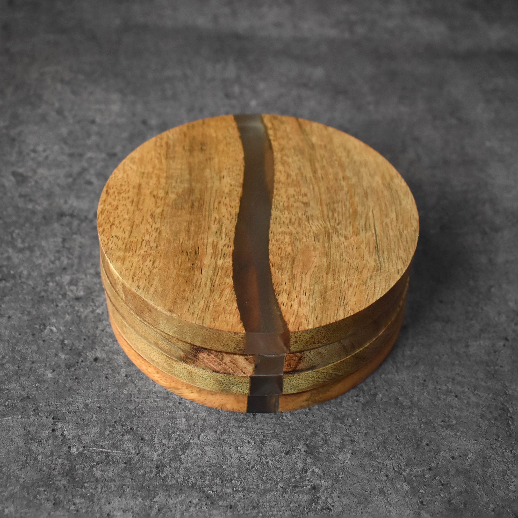 Priscilla Wood Resin Coasters Set of 4