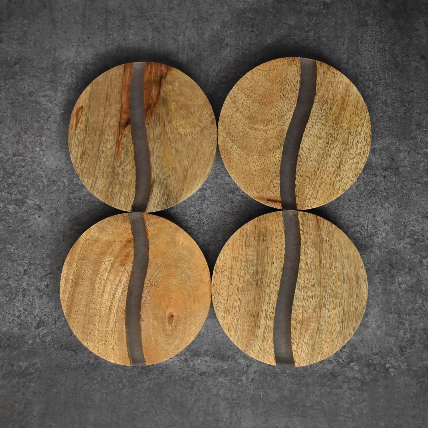 Priscilla Wood Resin Coasters Set of 4