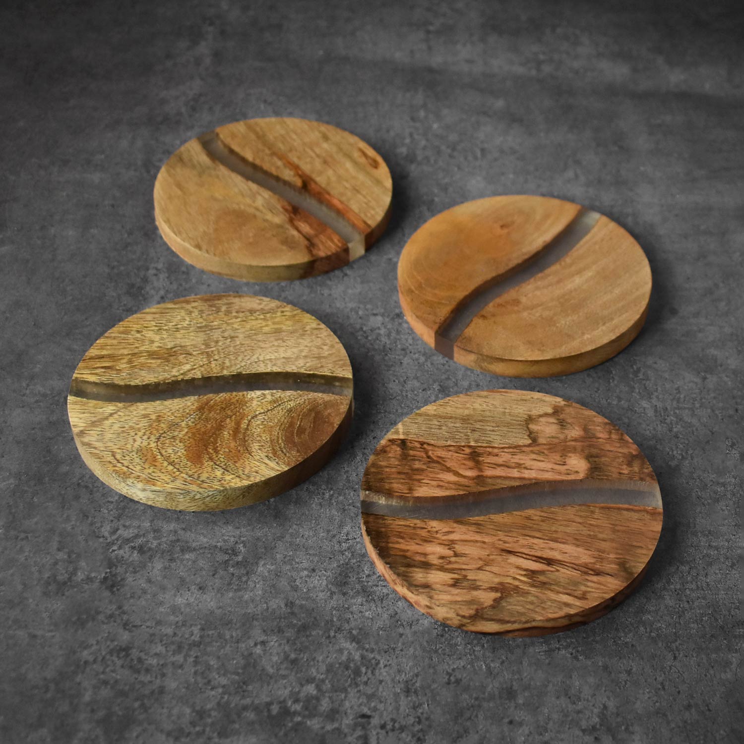 Priscilla Wood Resin Coasters Set of 4