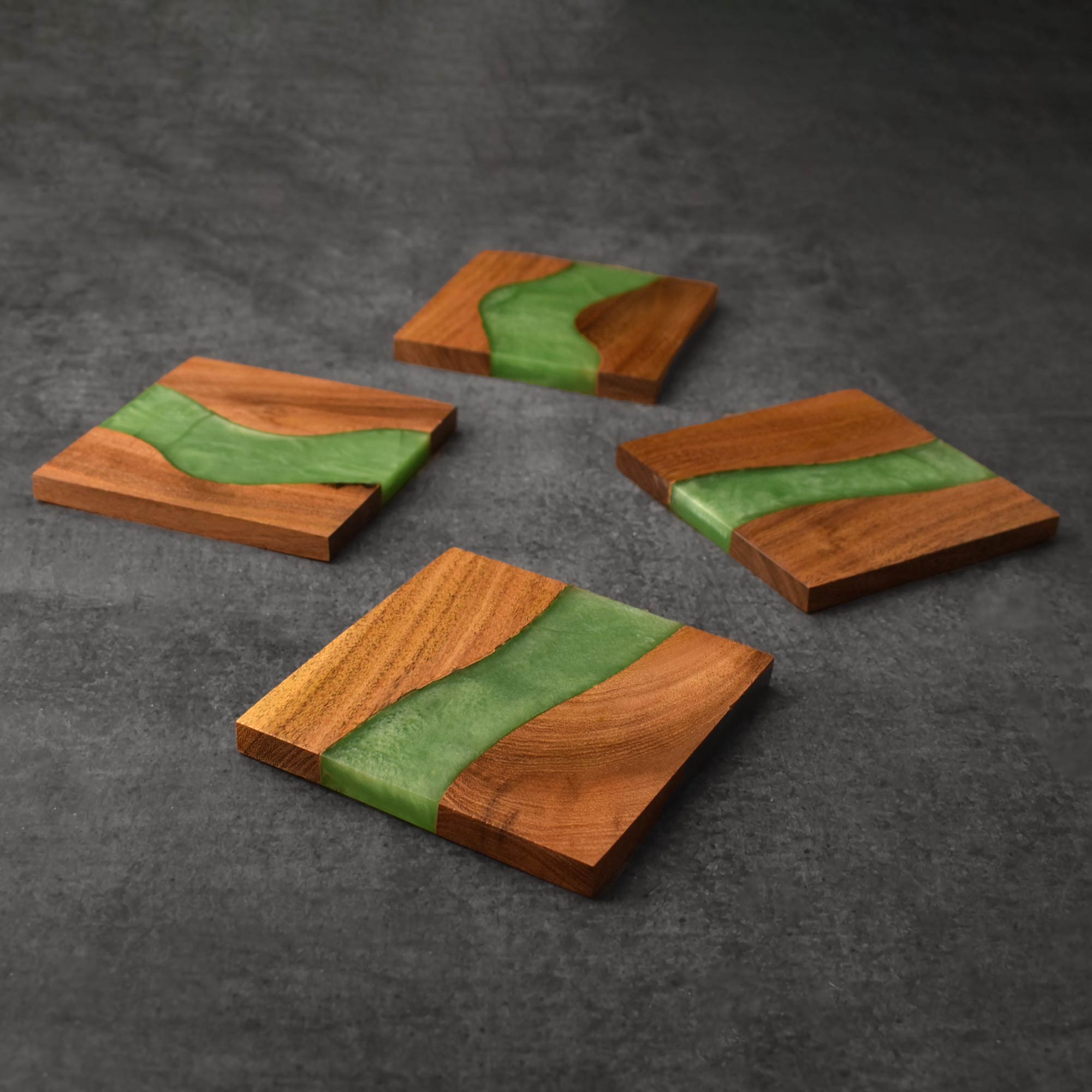 Leander Wood Resin Coasters Set of 4