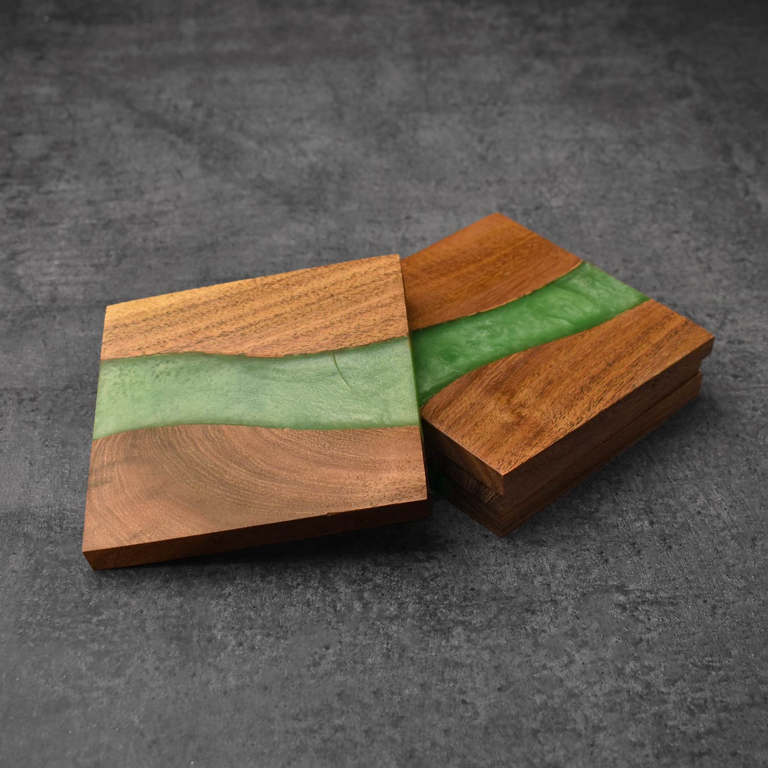 Leander Wood Resin Coasters Set of 4