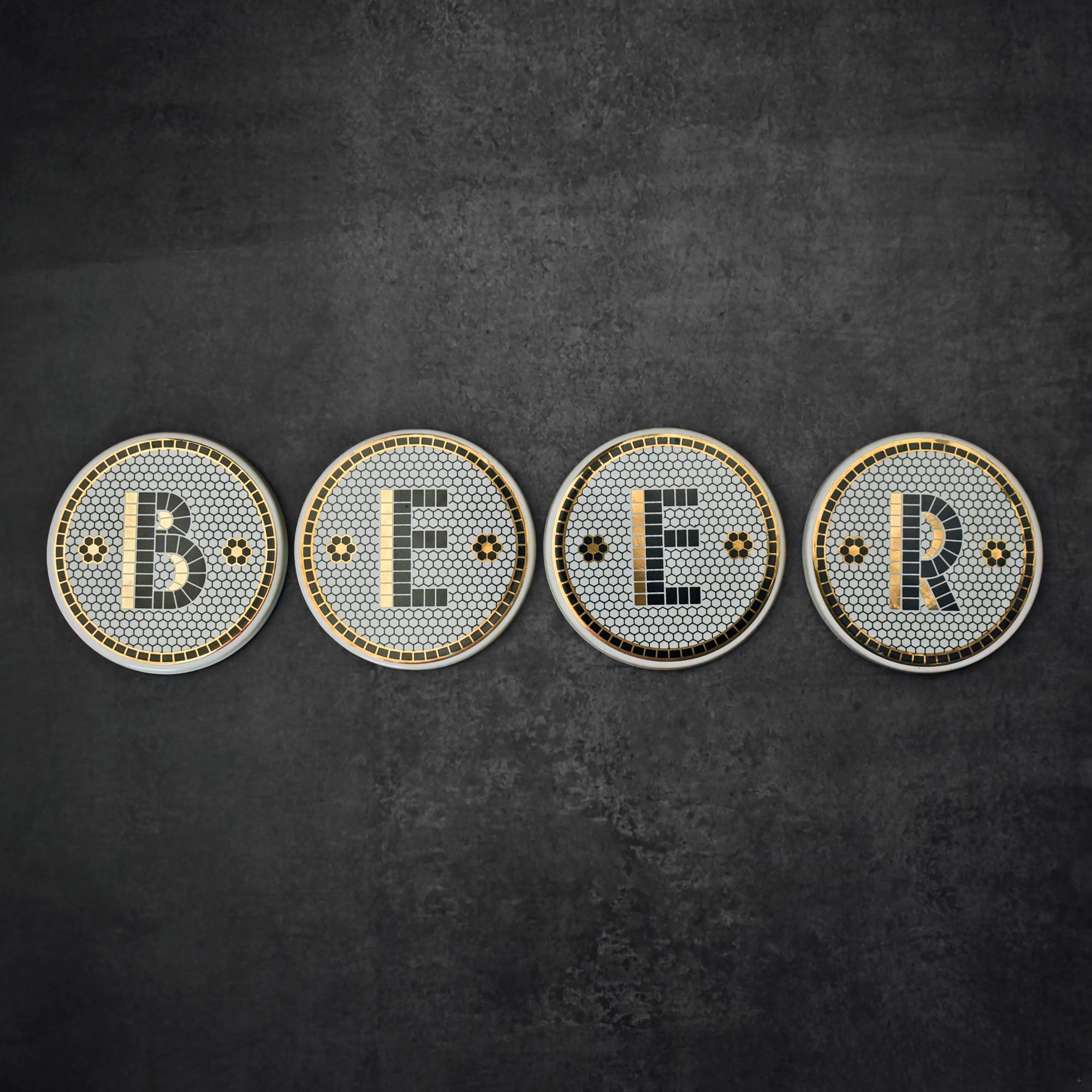 Melidora Ceramic Alphabet Coasters