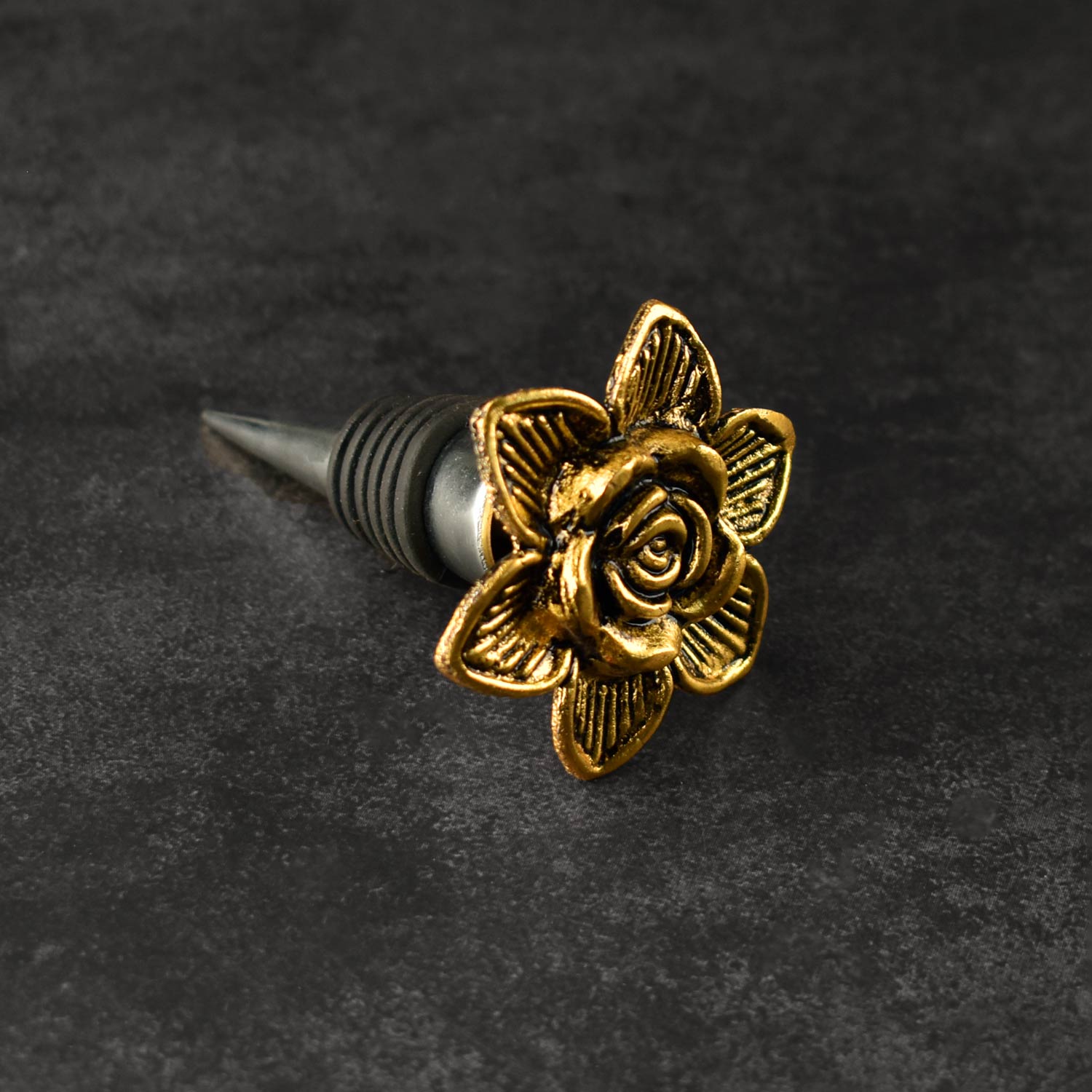 Vinca Floral Brass Wine Bottle Stopper