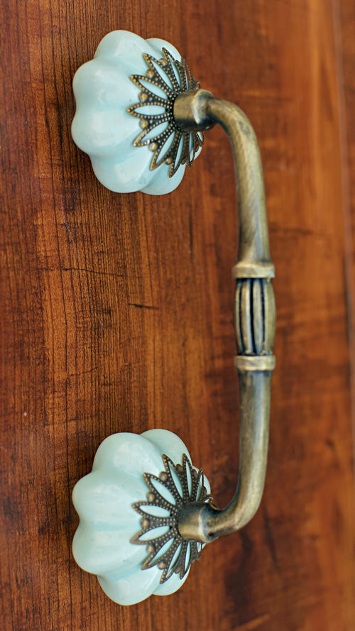 Rainier Filigree Mint Melon Ceramic Knob Antique Handle and Pull