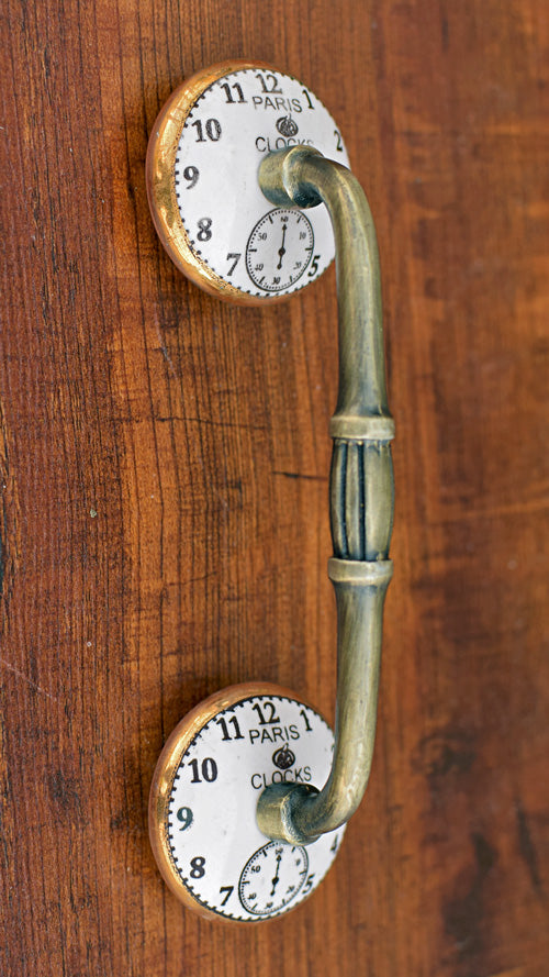 Giralda Clock Ceramic Knob Antique Cupboard Door Handle and Pull