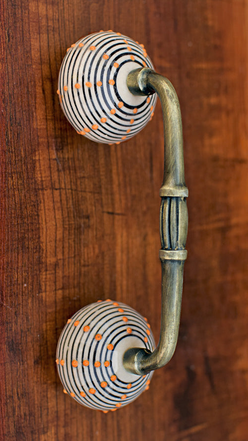 Acadia Black Stripe Ceramic Knob Antique Cabinet Door Handle