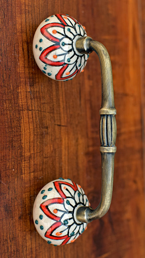 Yosemite Red Ceramic Knob Antique Cabinet Door Handle