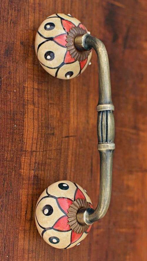 Bozeman Brown Red Ceramic Knob Antique Door Handle and Pull