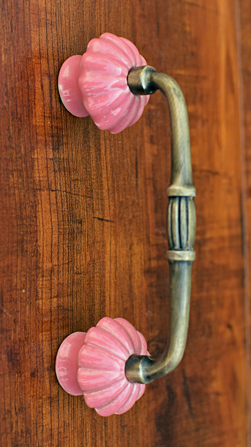Tulsa Pink Ceramic Knob Antique Cabinet Door Handle and Pull
