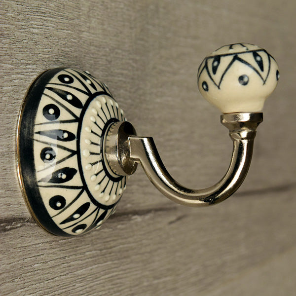 Stratford Ceramic Coat Wall Hook and Keys Hanger