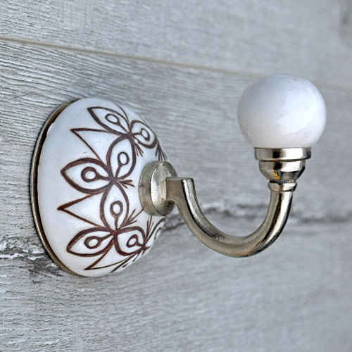 Kew Ceramic Coat Wall Hook and Keys Hanger