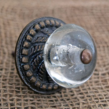 Jenner Round Hazy Glass Cabinet Door Knob and Pull