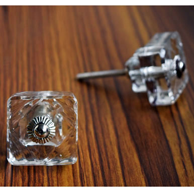 Meteor Rock Carved Glass Cabinet Door Knob and Pull