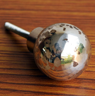 Silver Obsidian Glass Cabinet Door Knob and Pull