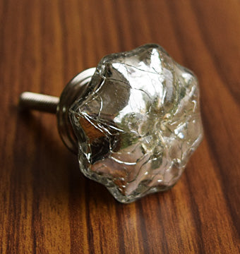 Bani Crackled Silver Melon Glass Cabinet Door Knob