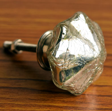 Marwa Crackled Silver Glass Cabinet Door Knob and Pull