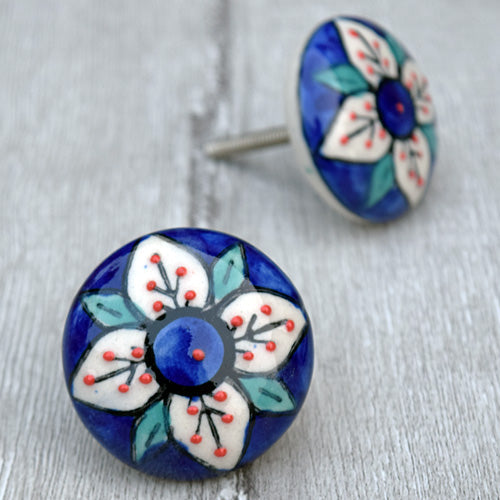 Sweet Pea Sprig Ceramic Kitchen Cabinet Knob