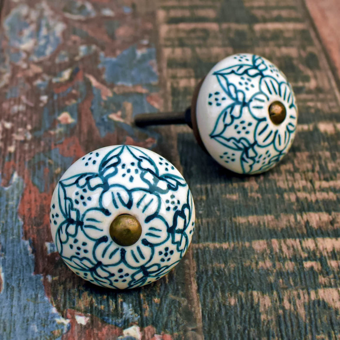 Salisbury Teal Blue Ceramic Cabinet Dresser Knob