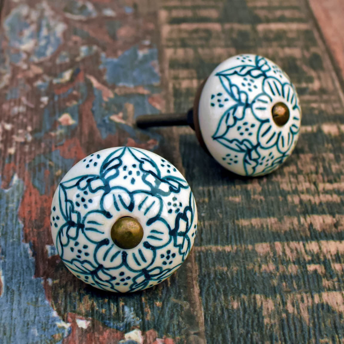 Salisbury Teal Blue Ceramic Cabinet Dresser Knob