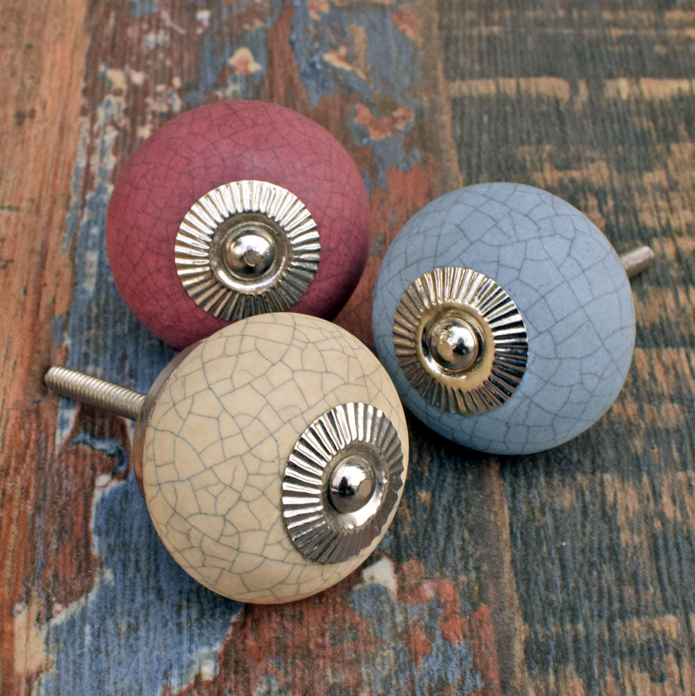 Carlisle Matte Crackle Ceramic Cabinet Dresser Knob