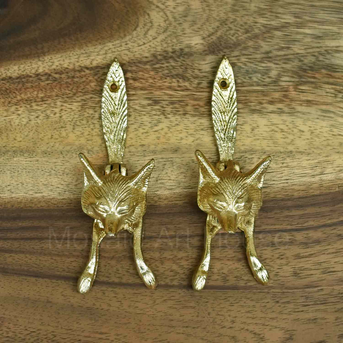 Tawny Fox Head Gold Door Knocker