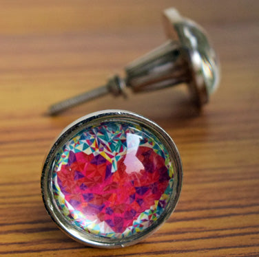 Lovestruck Heart Metal Glass Cabinet Dresser Knob