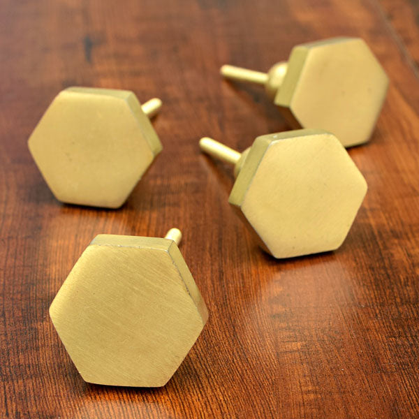 Kintsugi Hexa Gold Finish Cast Iron Kitchen Cabinet Knob