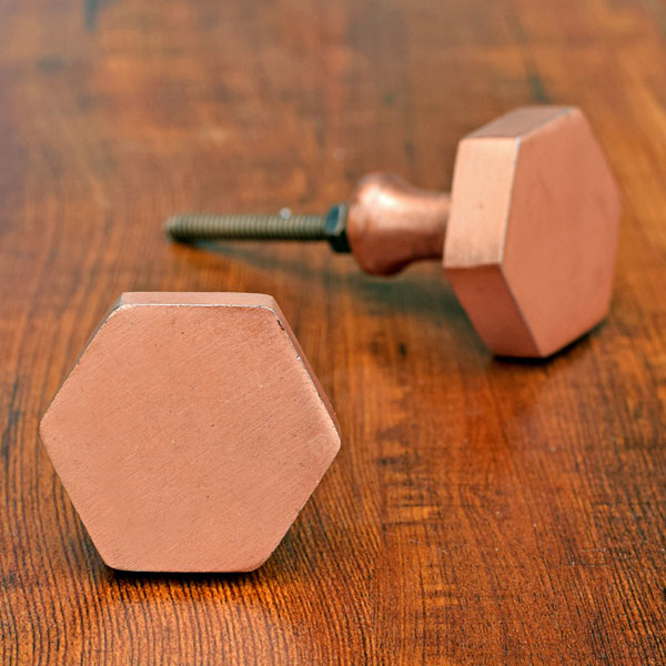 Hanami Hexa Copper Finish Cast Iron Cabinet Knob