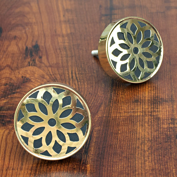 Rajkumari Floral Brass Drawer Knob