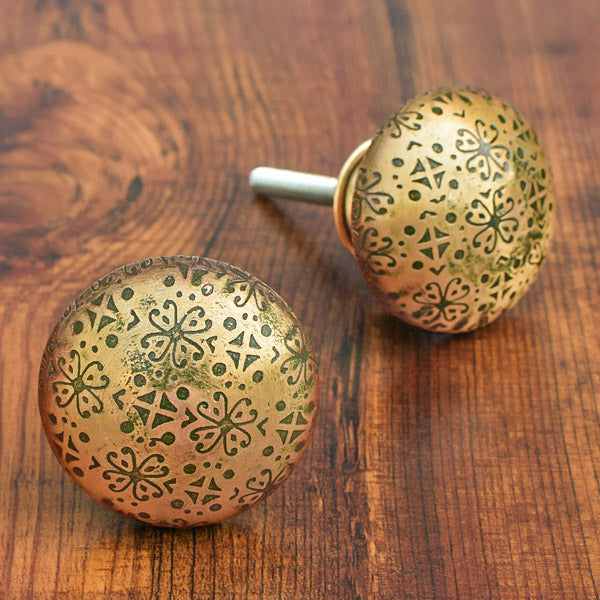 Thalia Vintage Round Brass Cupboard Drawer Knob