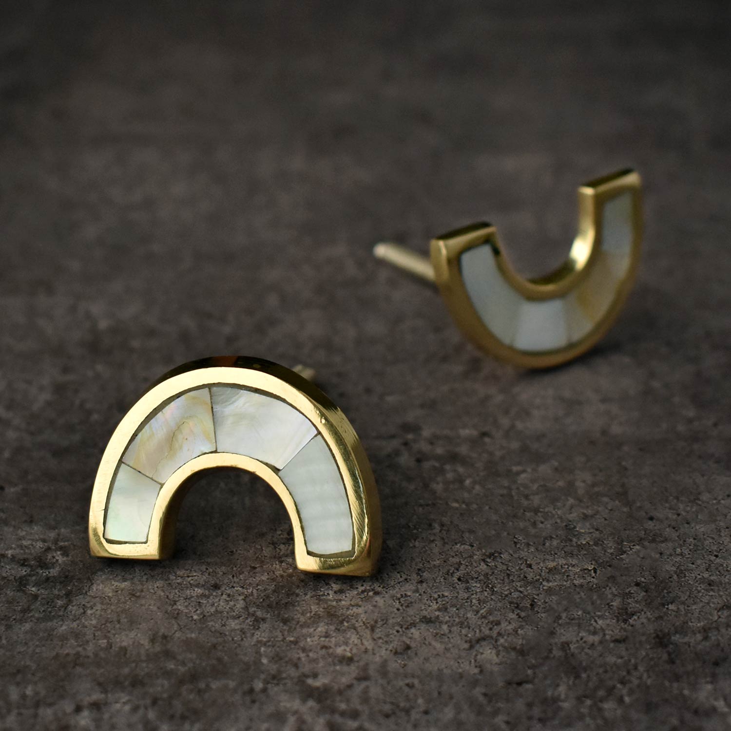 Starburst Mother of Pearl Brass Cabinet Drawer Knob