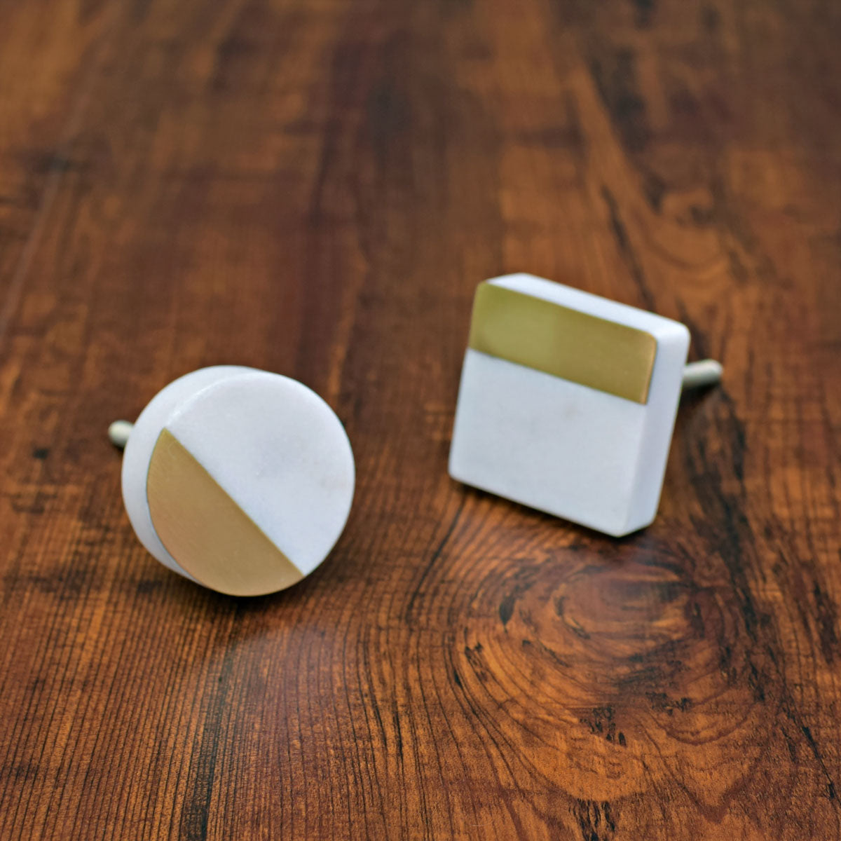 Taj Stone & Brass Wardrobe Drawer Knob