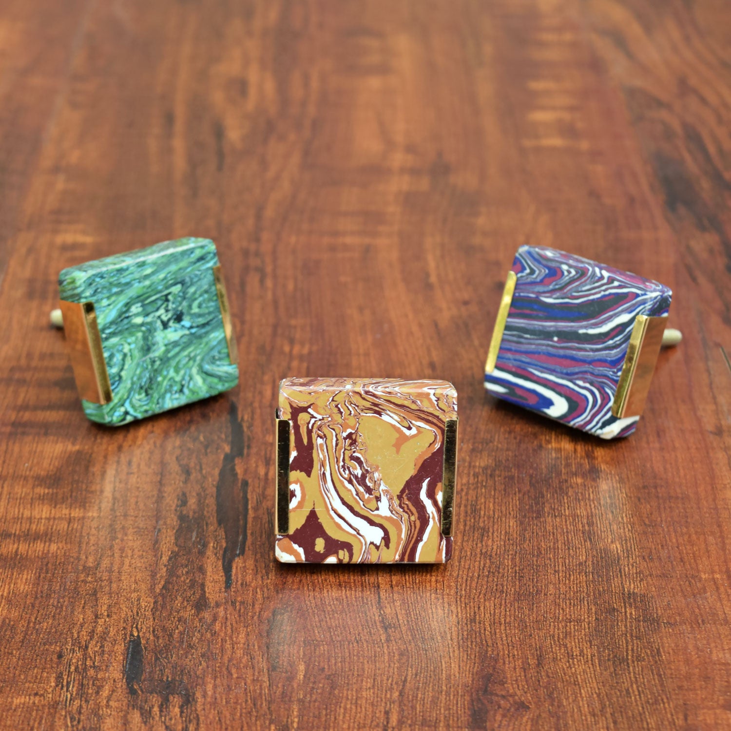 Square Whirl Brass Stone Furniture Drawer Knob