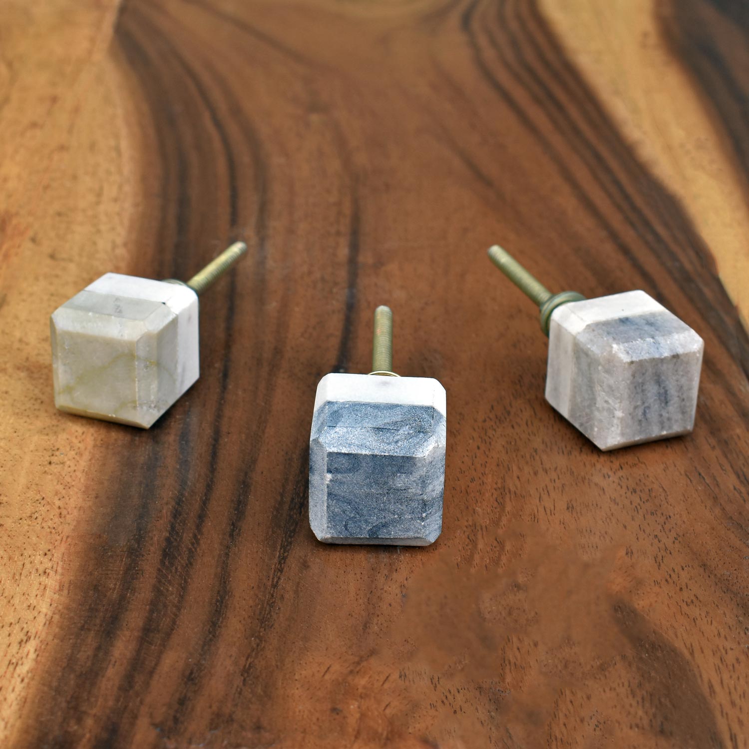 Stone Pair Cube Wardrobe Knob and Pull