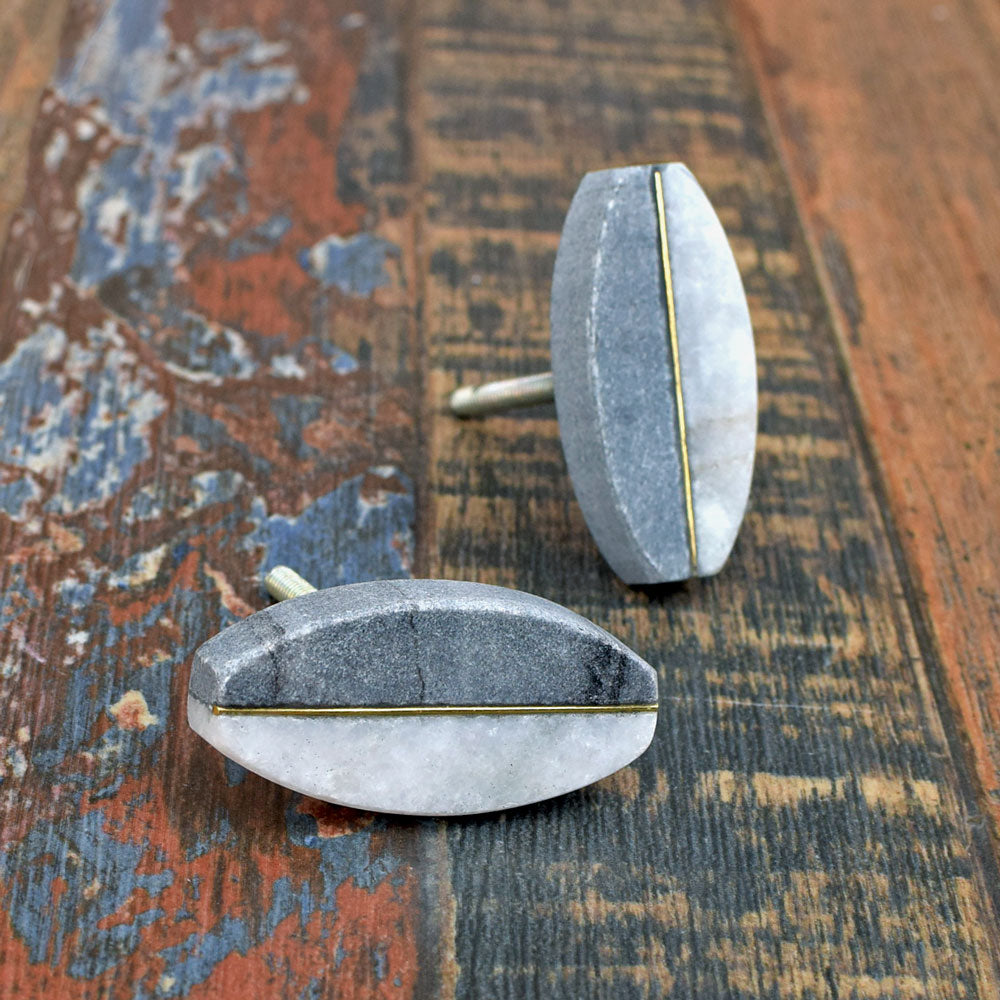 Dual Tone Stone Brass Knob For Drawers