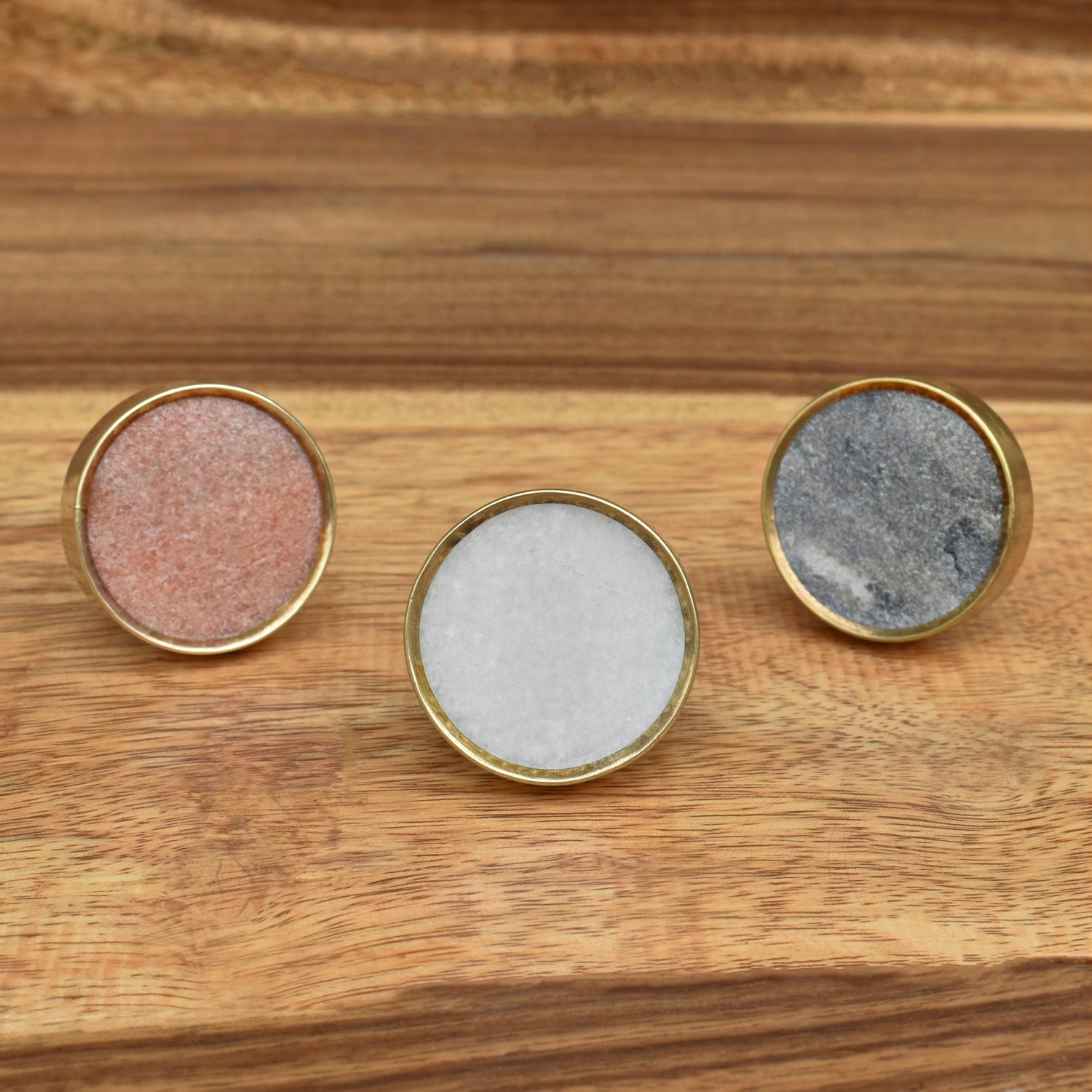 Cora Brass Sleeve Stone Drawer Knob