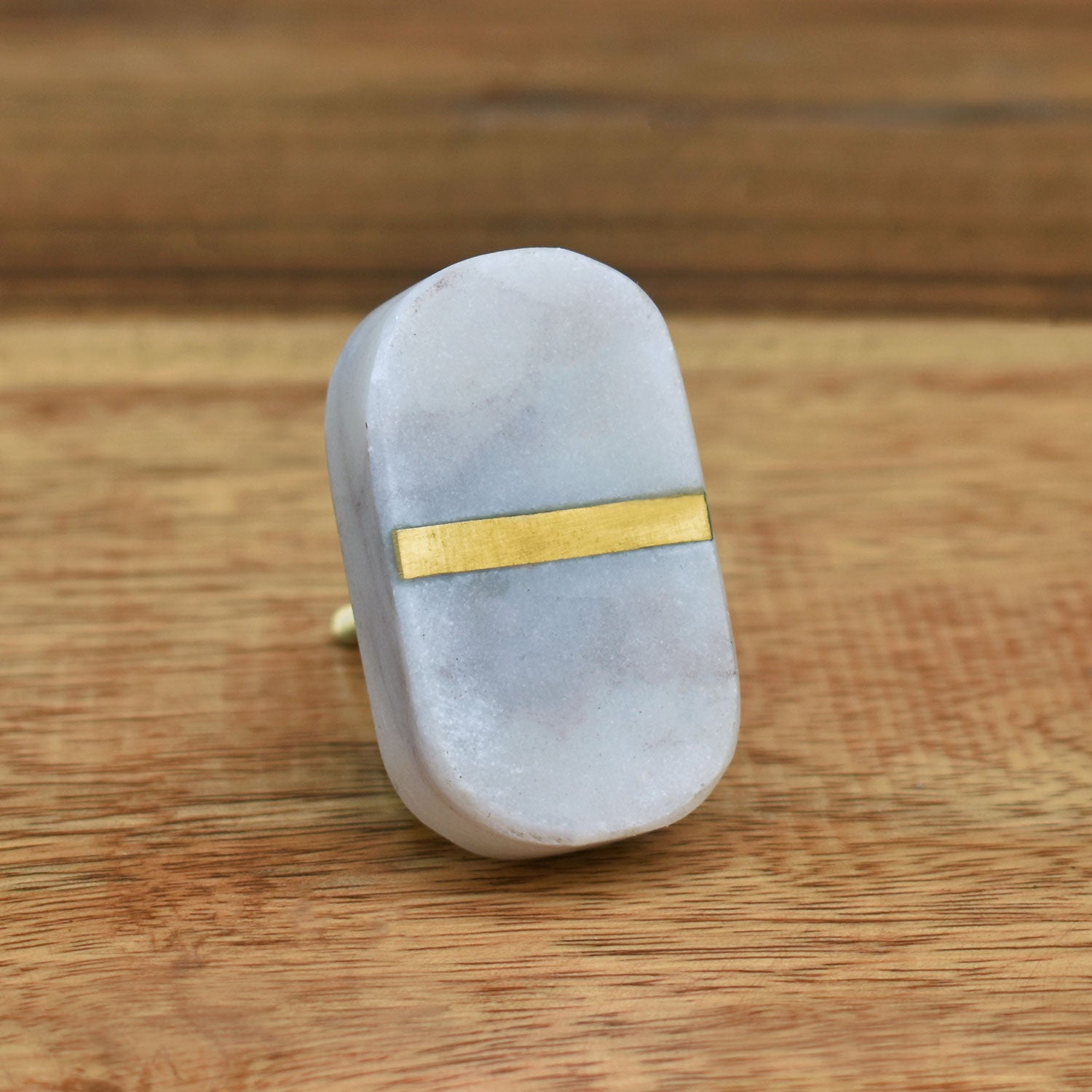 Oval Stone Brass Wardrobe Knob