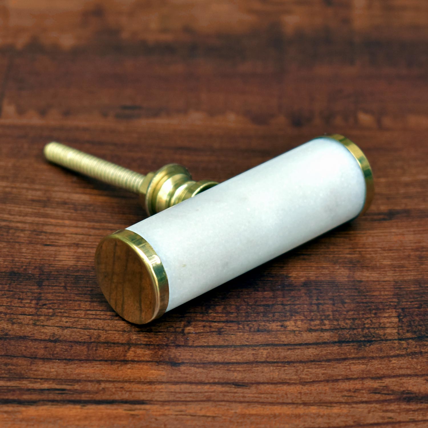 Stone Brass Round Bar Wardrobe Cabinet Knob