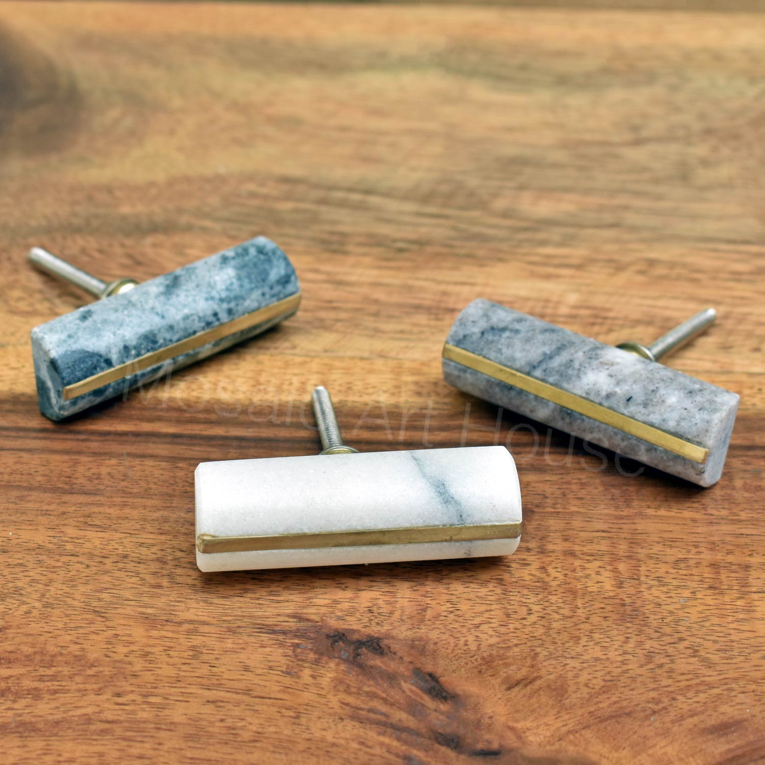 Ambar Brass Inlay Stone Cupboard Cabinet Knob Handle