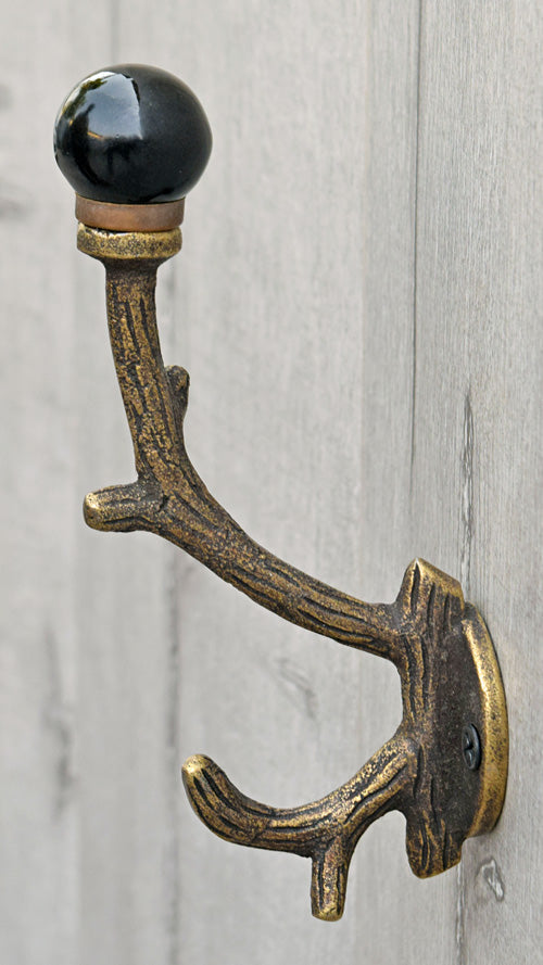 Sequoia Cast Iron Black Ceramic Knob Coat Wall Hook